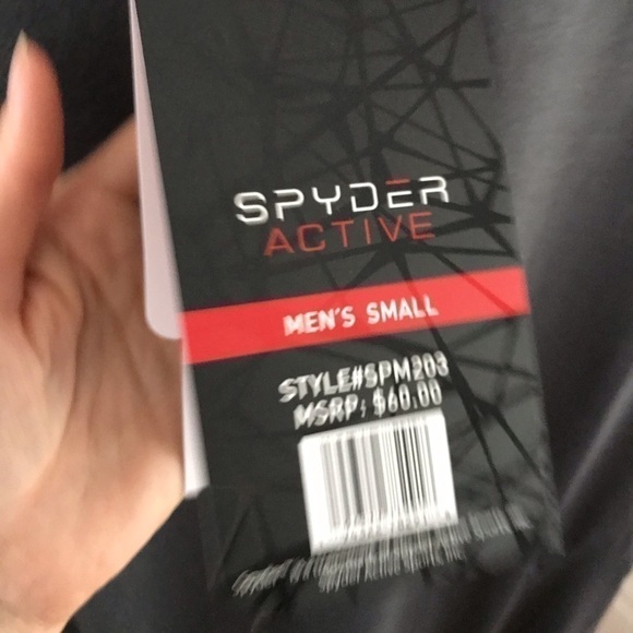 Spyder Active Gray and Black Webbed ProW B BREATHABLE Workout T Shirt - Picture 6 of 9